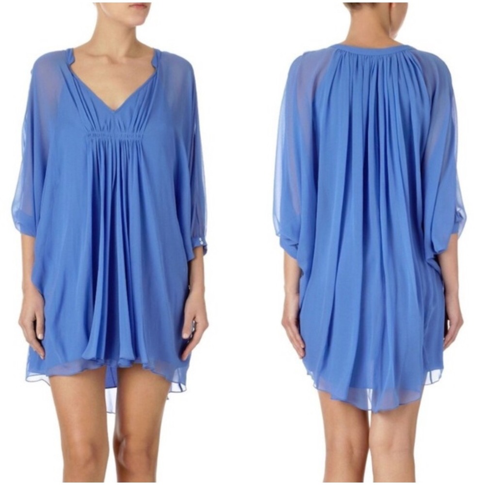 Diane Von Furstenberg  Silk Chiffon Blue Mini Dress‎ – Size 10